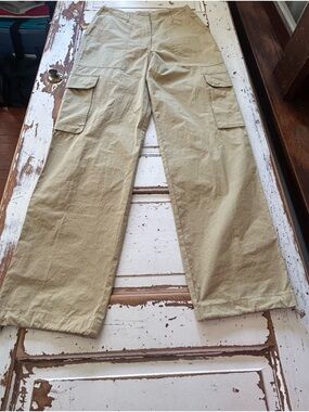 Olivaceous Beige Cargo Pants with Flap Pockets